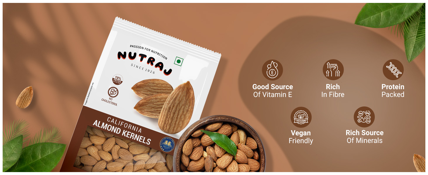 Nutraj California Almond kernels 1kg Pouch | Badam Giri | Dry Fruits and Nuts | Grocery
