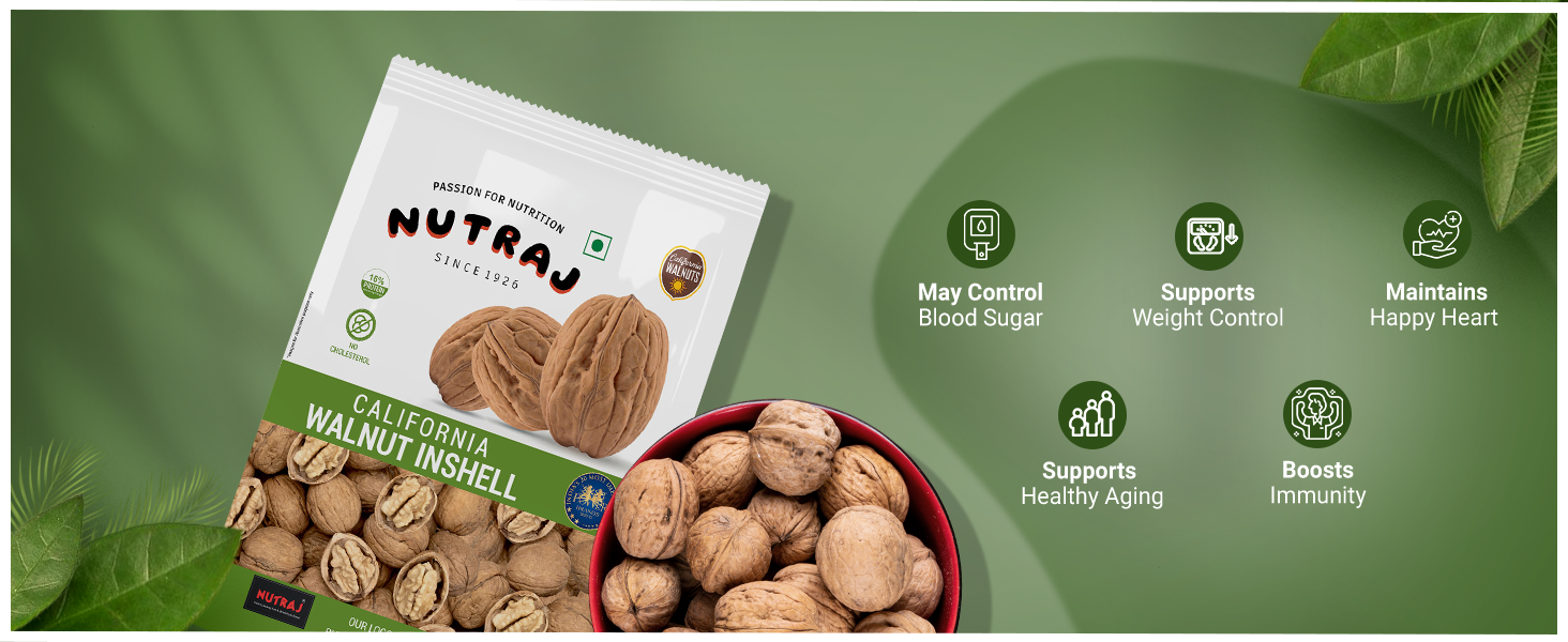 Nutraj California Inshell Walnuts,Raw 1000g