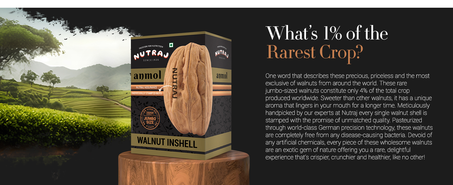Nutraj Anmol Walnuts Inshell 1kg Pack | Akhrot | Dry Fruits | Nuts