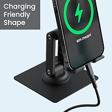 Ambrane 360° Rotation, Foldable Design Mobile Stand with Stable Metalic Round Base, Multiple Height & Angle adjustments Compatible with Smartphones, Tablets, Kindles & iPad (Twistand 360, Black)