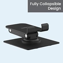 Ambrane 360° Rotation, Foldable Design Mobile Stand with Stable Metalic Round Base, Multiple Height & Angle adjustments Compatible with Smartphones, Tablets, Kindles & iPad (Twistand 360, Black)