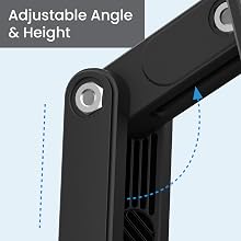 Ambrane 360° Rotation, Foldable Design Mobile Stand with Stable Metalic Round Base, Multiple Height & Angle adjustments Compatible with Smartphones, Tablets, Kindles & iPad (Twistand 360, Black)