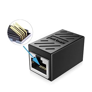 FEDUS Pack -2, RJ45 Coupler Ethernet Coupler Cat7, Cat6 Cat5e RJ45 8P8C Inline lan Coupler Ethernet Extender Adapter Adsl Extension Jointer Extending the Ethernet Cables Female to Female Connector