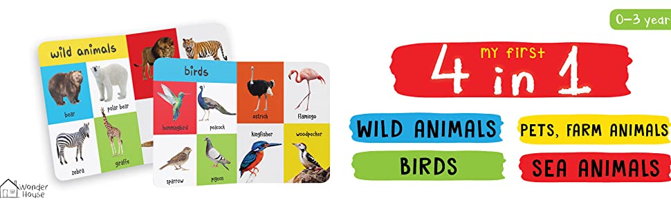 My First 4 In 1 - Wild Animals | Pet & Farm Animals | Birds | Sea Animals | Age 0–5 Years | Early Learning | Padded Board Book | Vocabulary Building For Kids | Toddlers & Preschoolers | Latest Edition