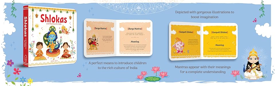 Shlokas And Mantras For Kids | Age 2–6 Years | Sanskrit Shloka - Bilingual (English & Hindi) | Devotional & Spiritual | Illustrated Board Book | Indian Culture | Children Moral Values | Latest Edition