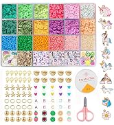 curve creation Bracelet Making Kit for Girls Jewellery Making Kit with Clay Beads Letter Beads Unicorn & Rainbow Charms Crystal Beads Elastic String & Scissors Friendship Bracelet Craft Kit for Kids