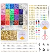 curve creation Bracelet Making Kit for Girls Jewellery Making Kit with Clay Beads Letter Beads Unicorn & Rainbow Charms Crystal Beads Elastic String & Scissors Friendship Bracelet Craft Kit for Kids