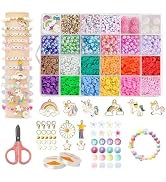curve creation Bracelet Making Kit for Girls Jewellery Making Kit with Clay Beads Letter Beads Unicorn & Rainbow Charms Crystal Beads Elastic String & Scissors Friendship Bracelet Craft Kit for Kids