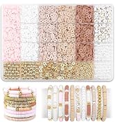 curve creation Bracelet Making Kit for Girls Jewellery Making Kit with Clay Beads Letter Beads Unicorn & Rainbow Charms Crystal Beads Elastic String & Scissors Friendship Bracelet Craft Kit for Kids