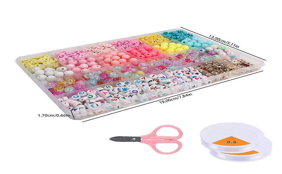 curve creation Bracelet Making Kit for Girls Jewellery Making Kit with Clay Beads Letter Beads Unicorn & Rainbow Charms Crystal Beads Elastic String & Scissors Friendship Bracelet Craft Kit for Kids