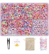 Ambitieux DIY Bracelet Making Kit – 575+ Beads Jewelry Set with Glass, Double, Charms Pendants Accessories, Evil Eye, Elastic Thread, Cutter & Jute Bag – Craft Kit for Girls, Kids & Adults birthday 2 3 4 5 6 7 8 9 years (Crackle)