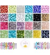 Ambitieux DIY Bracelet Making Kit – 575+ Beads Jewelry Set with Glass, Double, Charms Pendants Accessories, Evil Eye, Elastic Thread, Cutter & Jute Bag – Craft Kit for Girls, Kids & Adults birthday 2 3 4 5 6 7 8 9 years (Crackle)