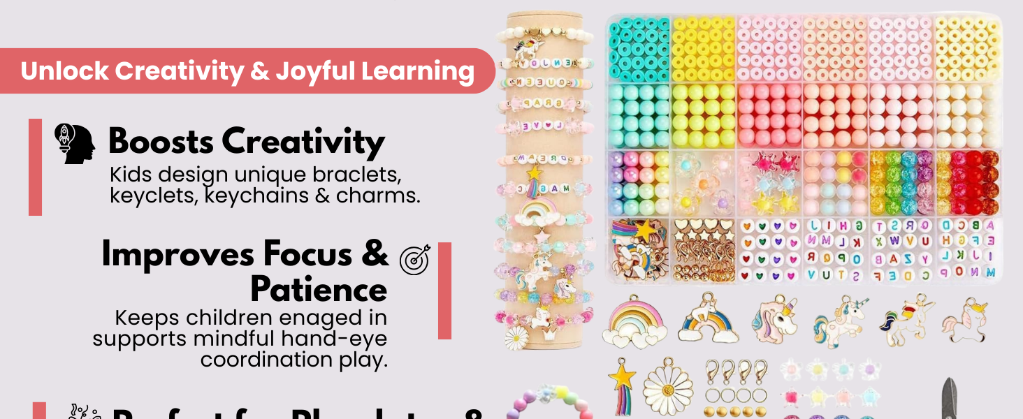 Niwlix Bracelet Making Kit, Jewellery Making Kit for Kids DIY Bead Set Making, Toys for Girls Age 6-12 Years Old Diwali Gifts for Girls