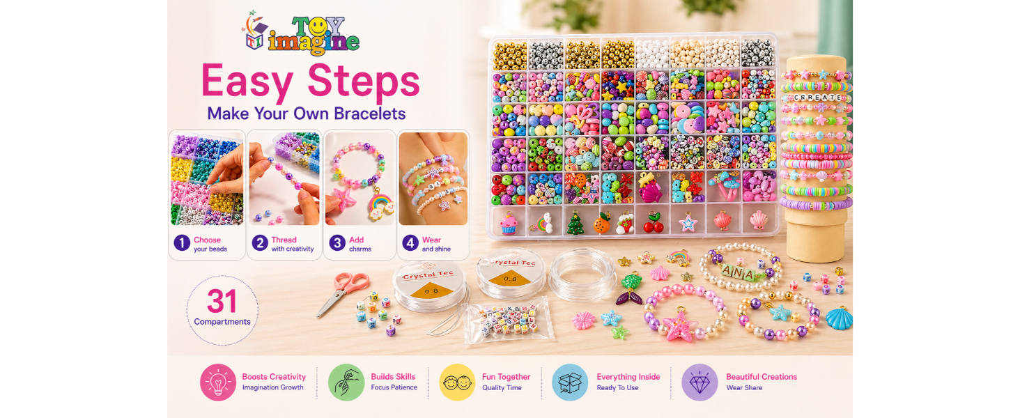 Toy Imagine DIY Bracelet Making Kit for Girls Ages 6–14