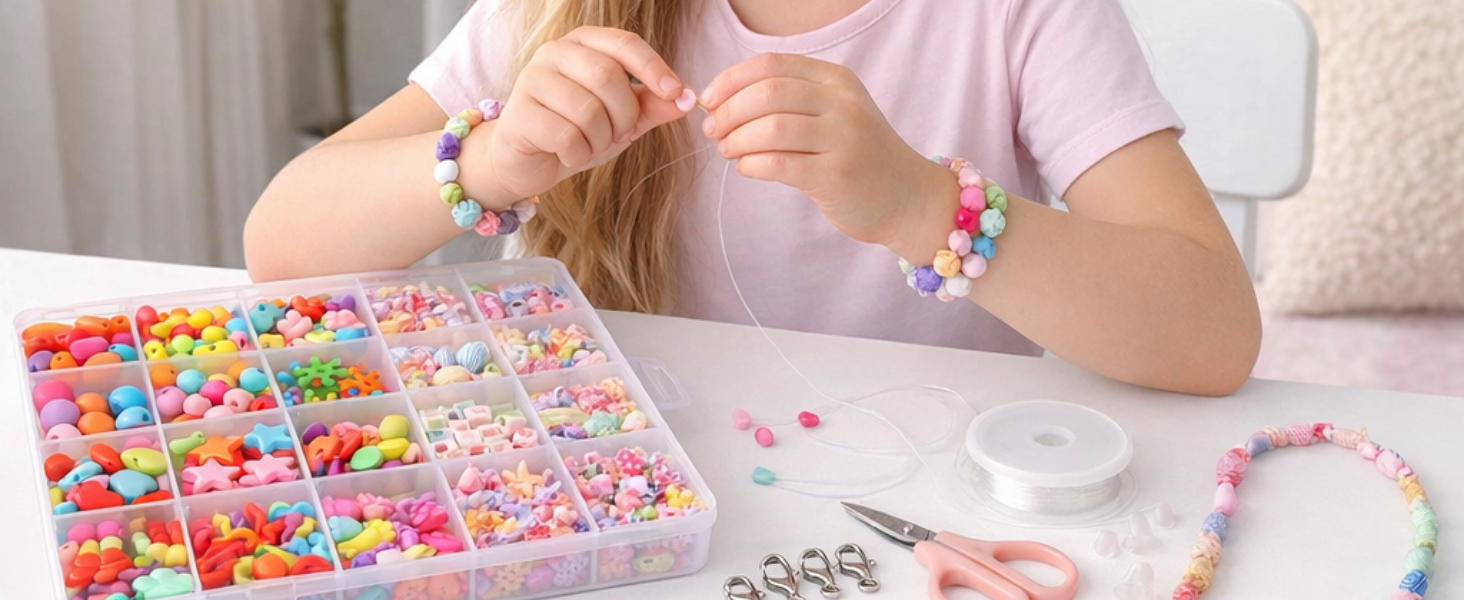 Niwlix Diwali Gift for Kids, Boys & Girls – Bracelet Making Kit, Colorful Jewellery Making Kit for Kids DIY Bead Set Making, Toys for Girls Age 6-12 Years Old Gifts for Girls