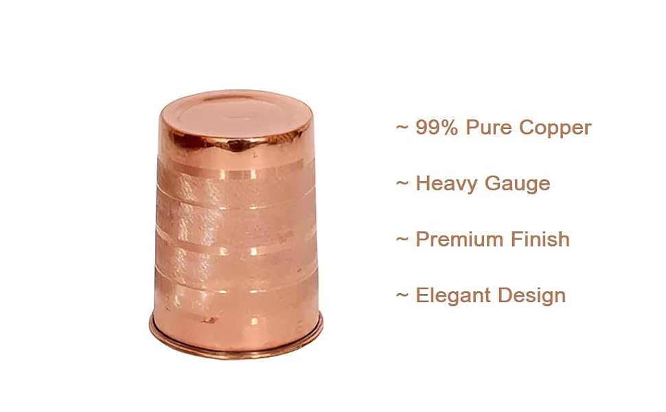 100% Pure Copper Tumbler 300ml | Ayurvedic Drinking Glass for Water | Handcrafted Copper Utensil for Daily Use – 2Pcs Set