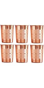 100% Pure Copper Tumbler 300ml | Ayurvedic Drinking Glass for Water | Handcrafted Copper Utensil for Daily Use – 2Pcs Set