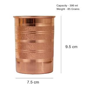 100% Pure Copper Tumbler 300ml | Ayurvedic Drinking Glass for Water | Handcrafted Copper Utensil for Daily Use – 2Pcs Set
