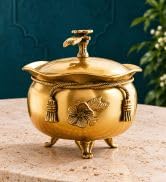 INDIAN ART VILLA Pure Copper Drinkware Gift Set of Hammered Design 1 Bottle & 2 Glass with Blue Box, Gifting Item for Diwali, Birthday & Parties, Bottle-900 ML & Glass- 275 ML