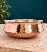 Indian Art Villa Pure Copper Drinkware Gift Set of 1 Bottle & 2 Glass with Royal Blue Box, Gifting Item for Diwali, Birthday & Parties (Volume-1 Litre, Half Hammered with Lacquer Finish)