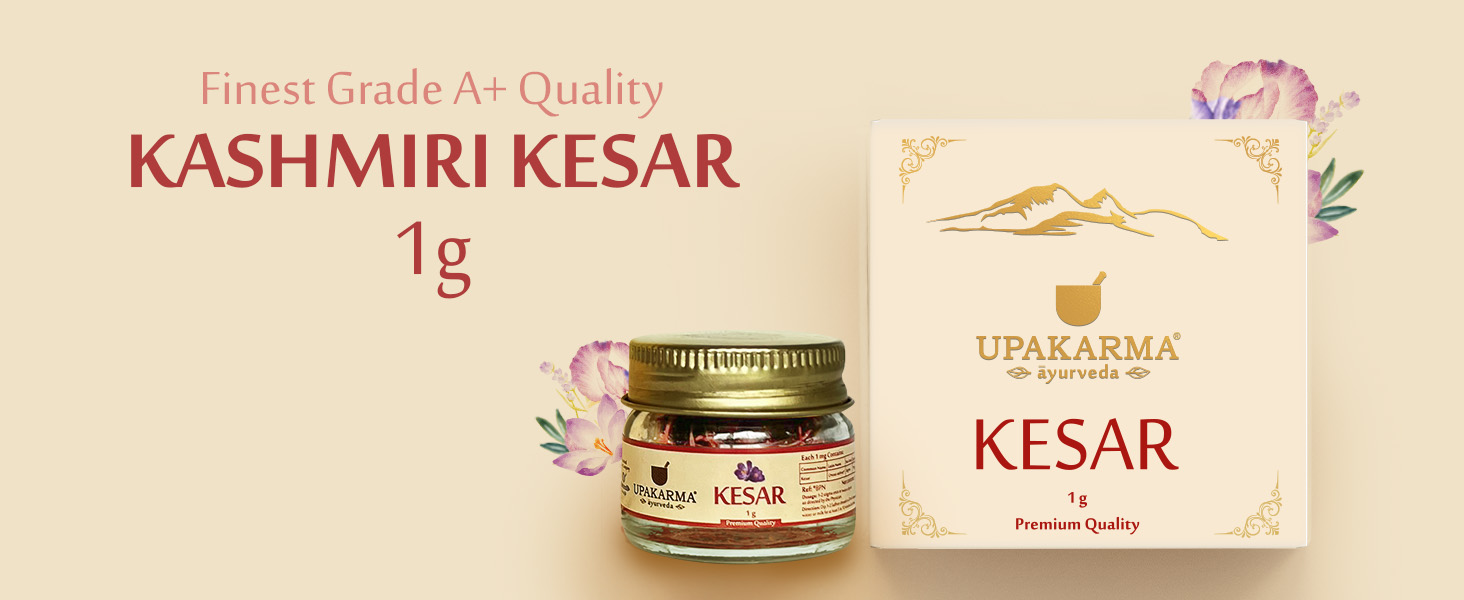 UPAKARMA Kashmiri Kesar Saffron Original 1gram - Premium A+++ Grade in Gift Box, 100% Pure, Handpicked for Flavor & Aroma, Ideal for Cooking & Sweets - Pack of 1