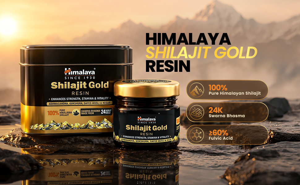 Himalaya Shilajit Gold Resin - 20g | 500mg/Serving | 100% Pure Himalayan Shilajit | Contains 24 Carat Gold + 6 Ayurvedic Herbs | Boosts Energy, Endurance & Muscle Recovery