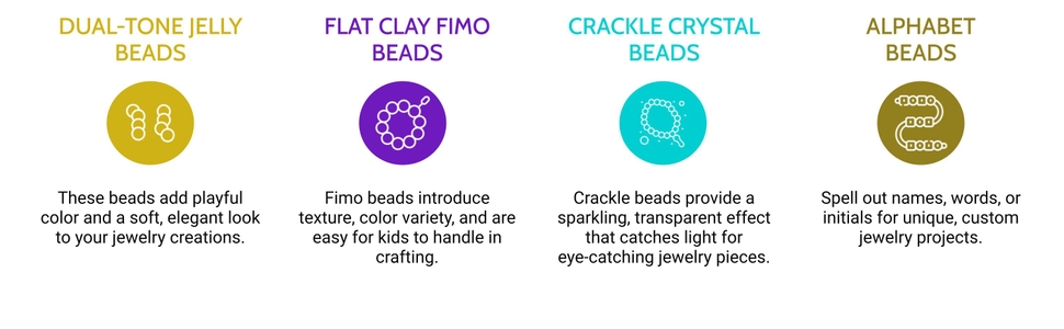 Craftinger Multi Beads for Jewellery Making Kit, Colorful Beads Set for Kids DIY Craft Bracelet Necklace Making, Activity Games for Girls Age 6-12 Years Old