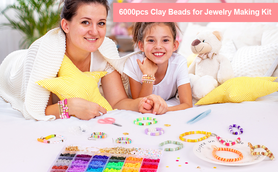 SANNIDHI® 6000pcs Clay Bead Bracelet Making Kit, 24-Color