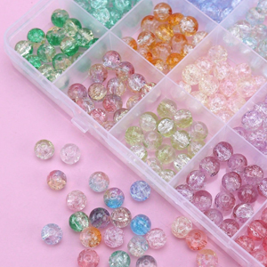 SANNIDHI 8mm Crackle Glass Beads 24-Color DIY Bracelet Making