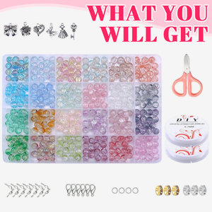 SANNIDHI 8mm Crackle Glass Beads 24-Color DIY Bracelet Making