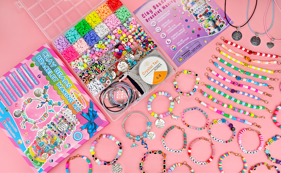 Hudux Clay Beads for Bracelet Making Kit, Heishi Bead for Jewelry Making, Friendship Bracelet Kit, Spacer Beads for Adult Necklace Earring DIY (Unicorn)