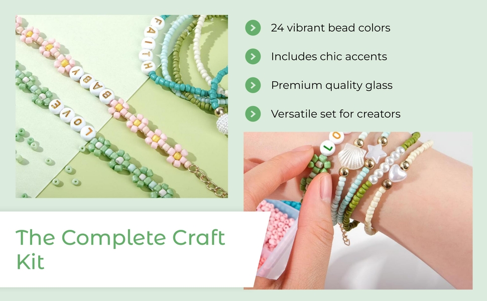 SANNIDHI® 3mm Glass Seed Beads for Bracelet Making, Pearls Letter Beads Set