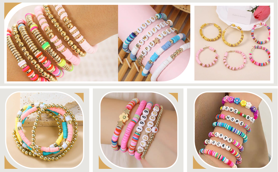 SANNIDHI 3868pcs Clay Beads Bracelet Making Kit, 18 Colours for Girls