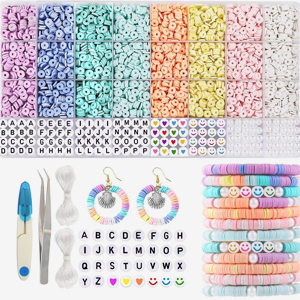 SANNIDHI 3860pcs Clay Beads Kit for Bracelet Making, 8-Color Letter