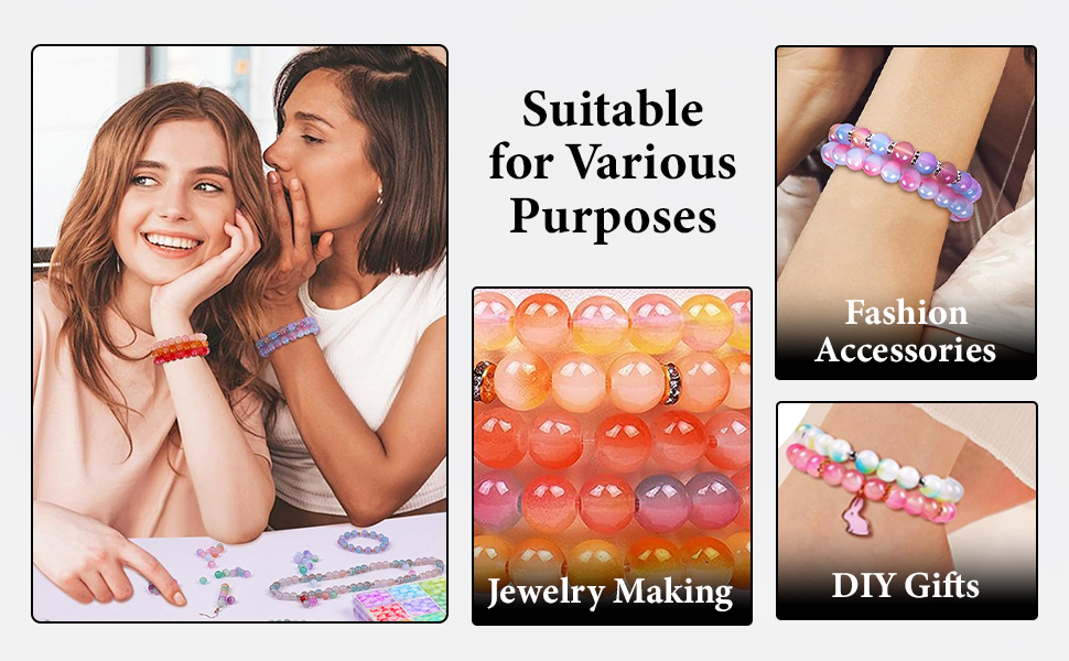 SANNIDHI® Gradient Glass Beads Bracelet Making Kit, 24-Color 8mm Craft Set
