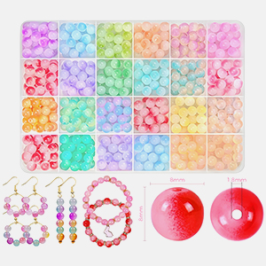 SANNIDHI® Gradient Glass Beads Bracelet Making Kit, 24-Color 8mm Craft Set