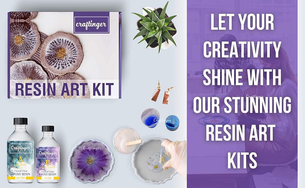Craftinger DIY 85 Pcs Pro Resin Art Kit with 200 Gm Resin and Coasters Alphabet Keychain Earring Making Kit with Pigment Glitter Mica and More, Multicolour