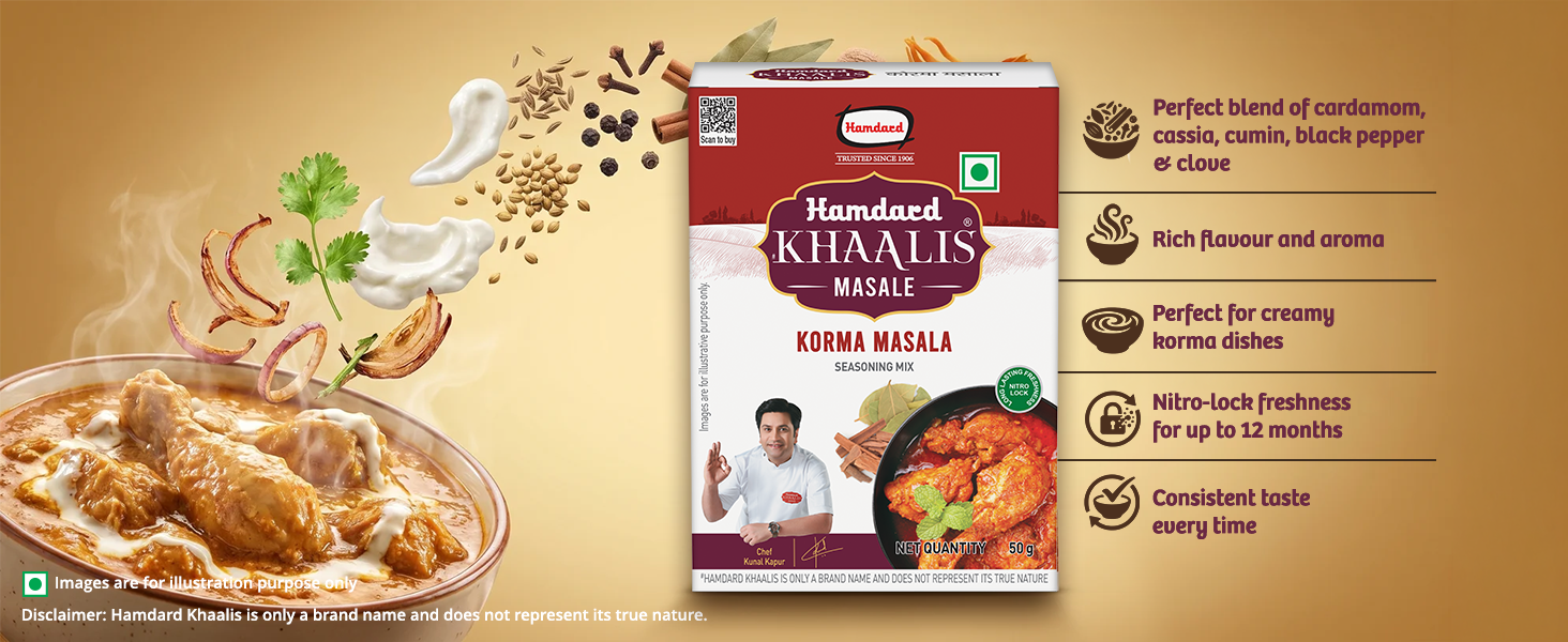 Hamdard Khaalis Korma Masala | Ready to Cook | Restaurant-Style Taste at Home | 50g