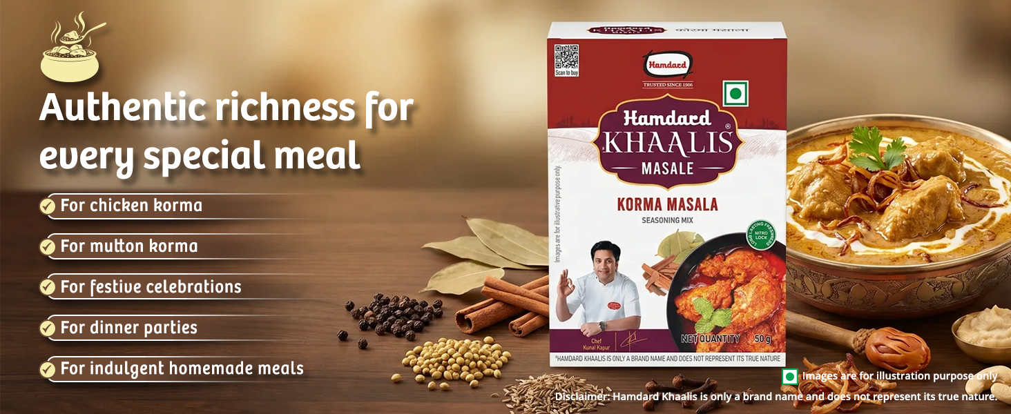 Hamdard Khaalis Korma Masala | Ready to Cook | Restaurant-Style Taste at Home | 50g