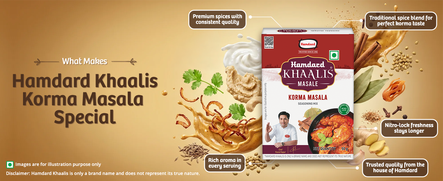 Hamdard Khaalis Korma Masala | Ready to Cook | Restaurant-Style Taste at Home | 50g