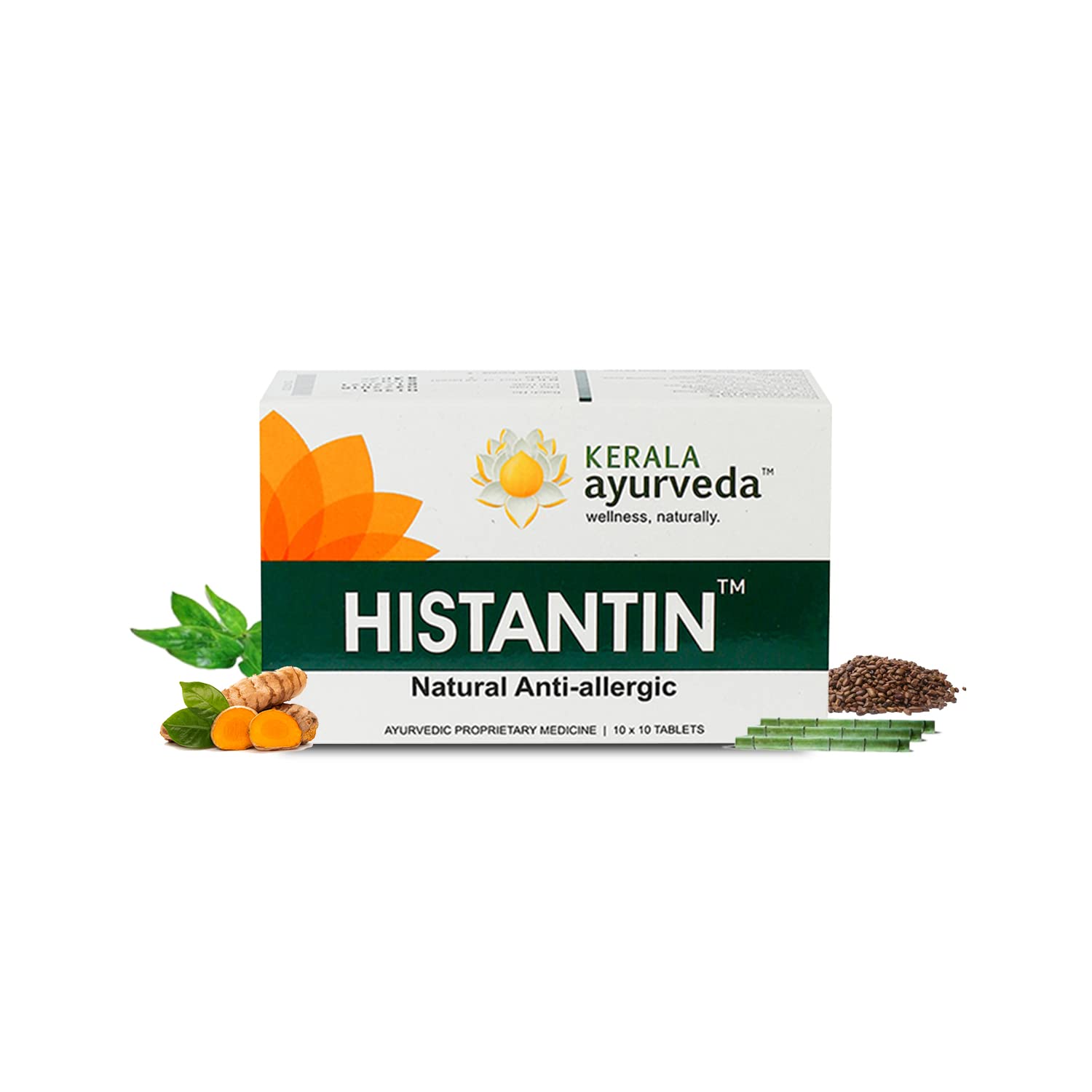 Bottle of Kerala Ayurveda Histantin tablets with 100 count label