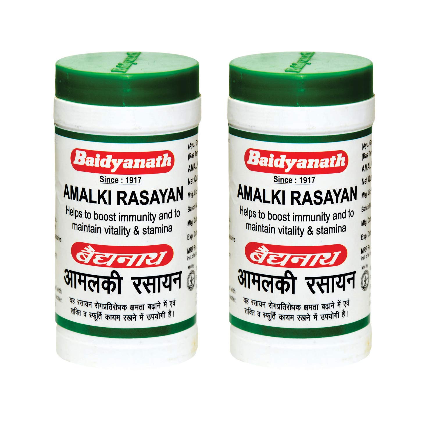 Two bottles of Baidyanath Amalki Rasayan 120g in box