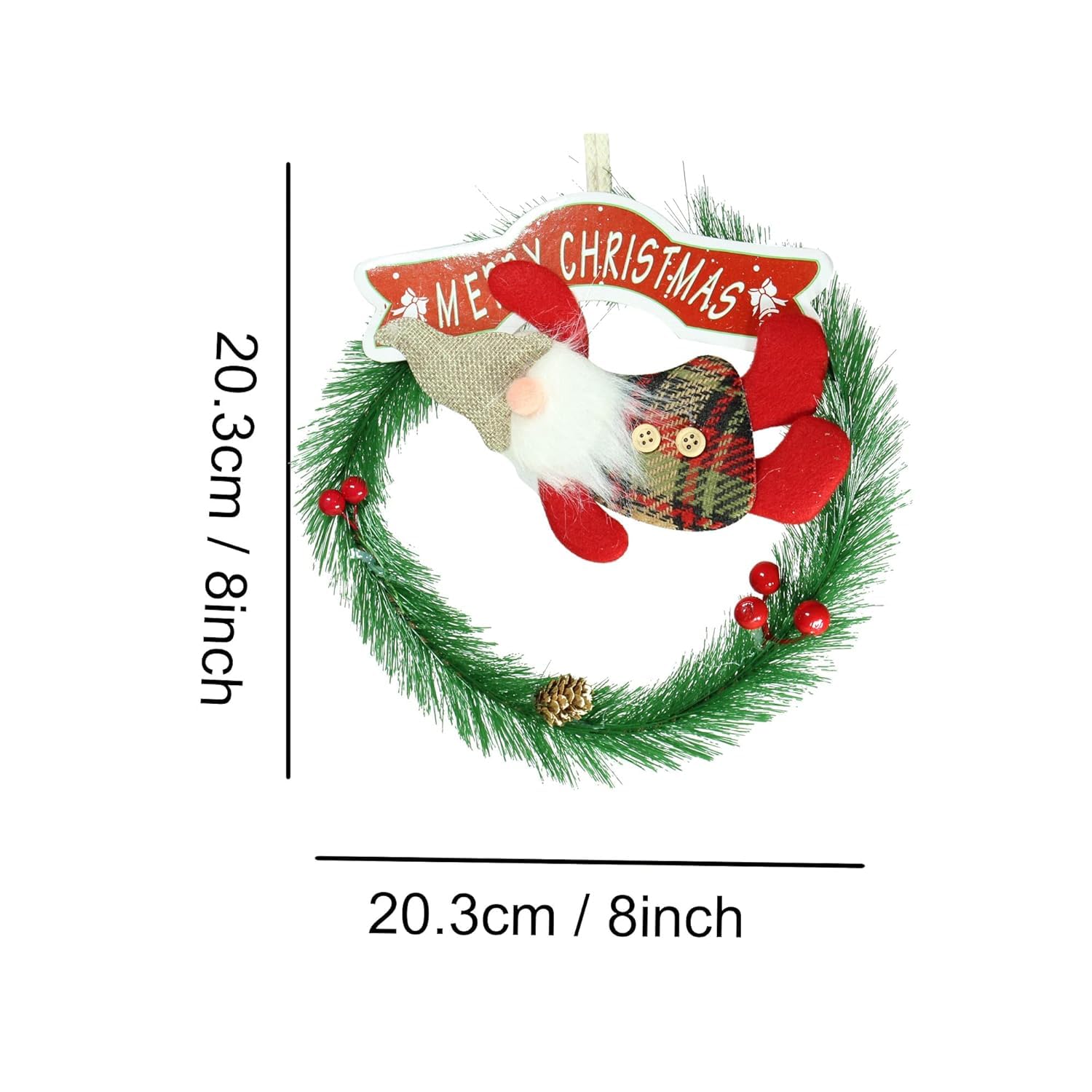 TIED RIBBONS Pack of 2 Christmas Wreath Artificial Pine Rings Reindeer for Front Door Xmas Tree Wall Hanging Ornaments Accessories - Christmas Decorations Items for Home Office – view 6