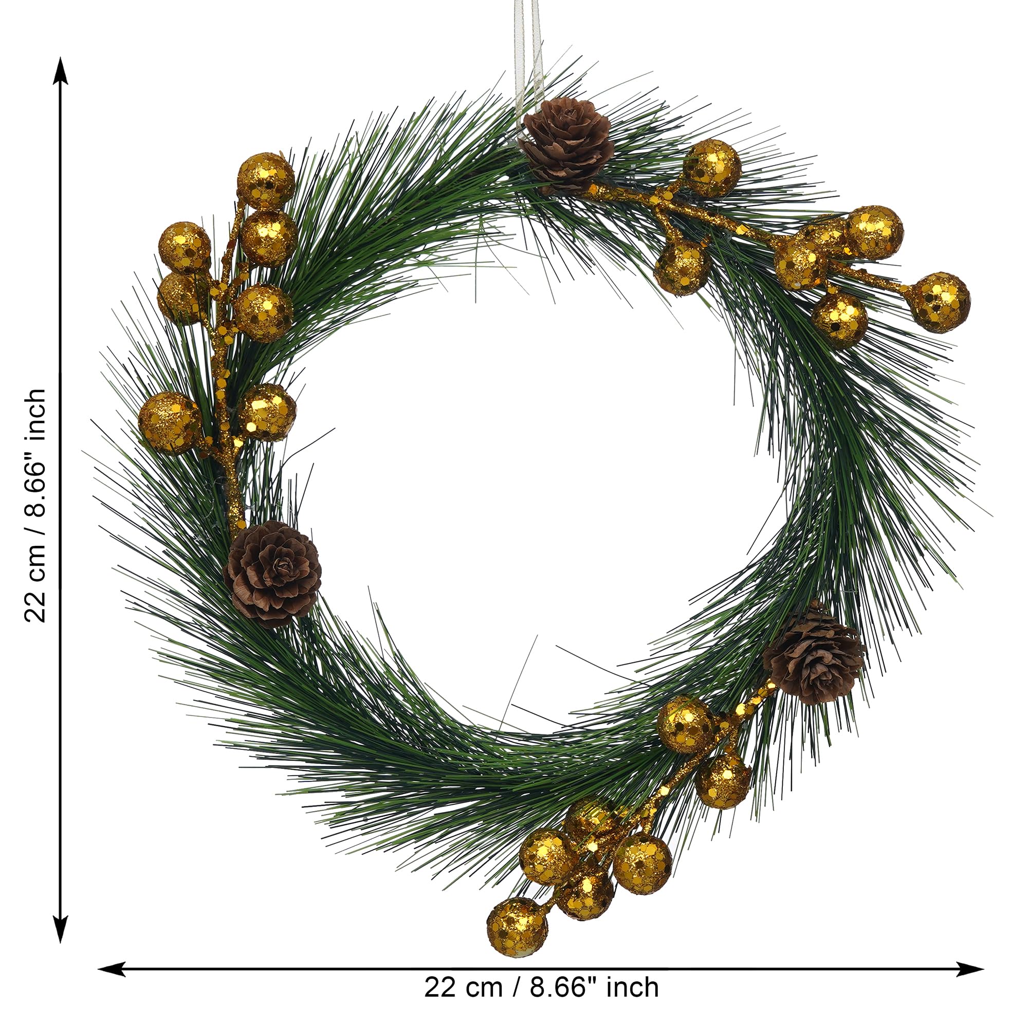 eCraftIndia Green Merry Christmas Wreath with Golden Balls Flowers – view 4