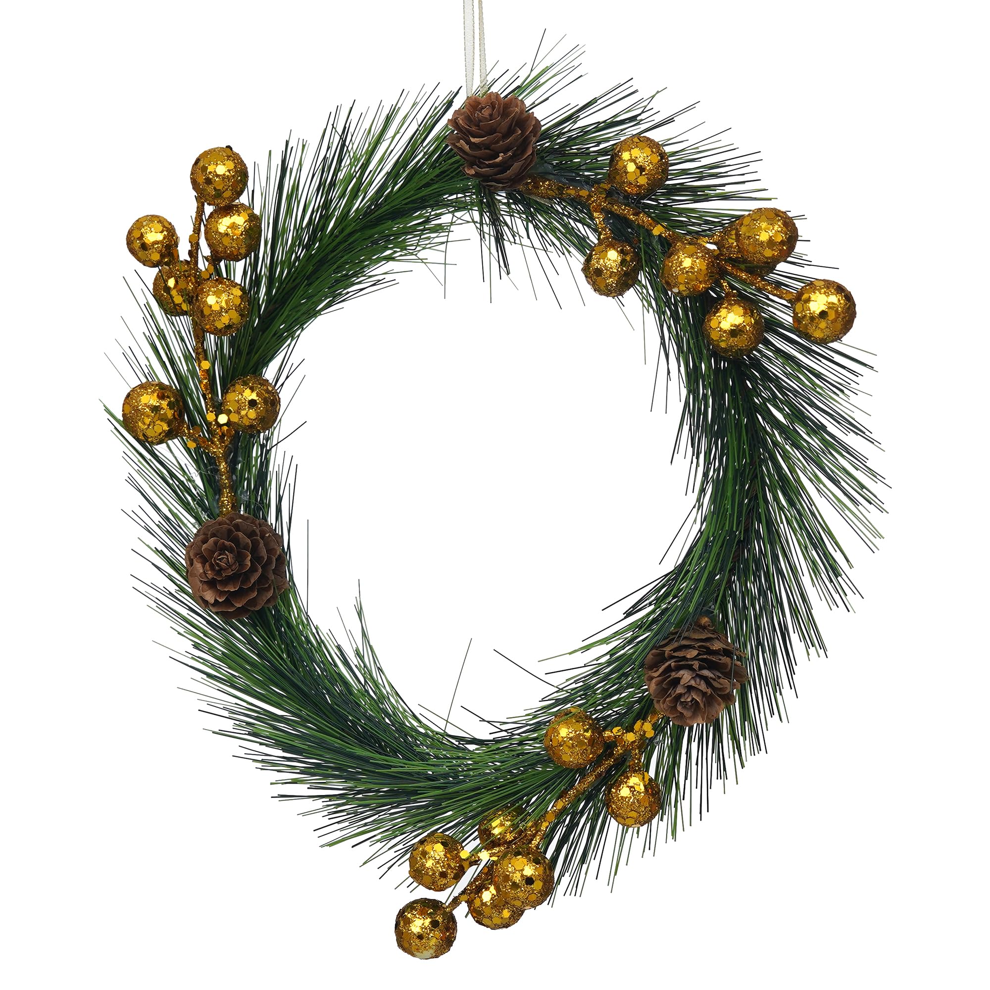eCraftIndia Green Merry Christmas Wreath with Golden Balls Flowers – view 7