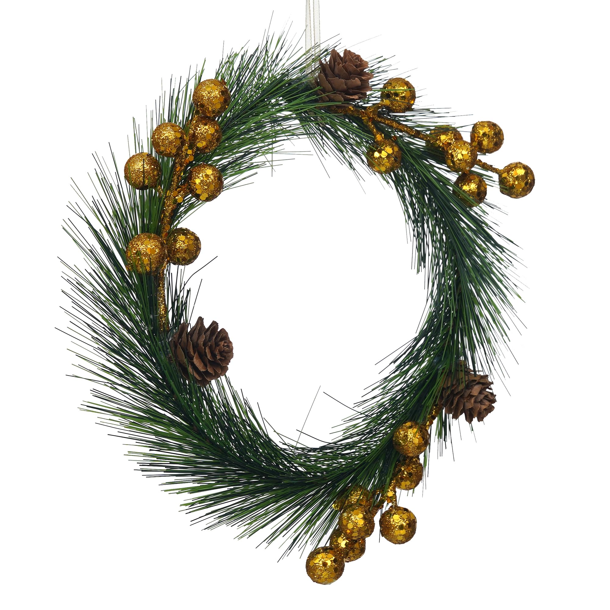 eCraftIndia Green Merry Christmas Wreath with Golden Balls Flowers – view 8