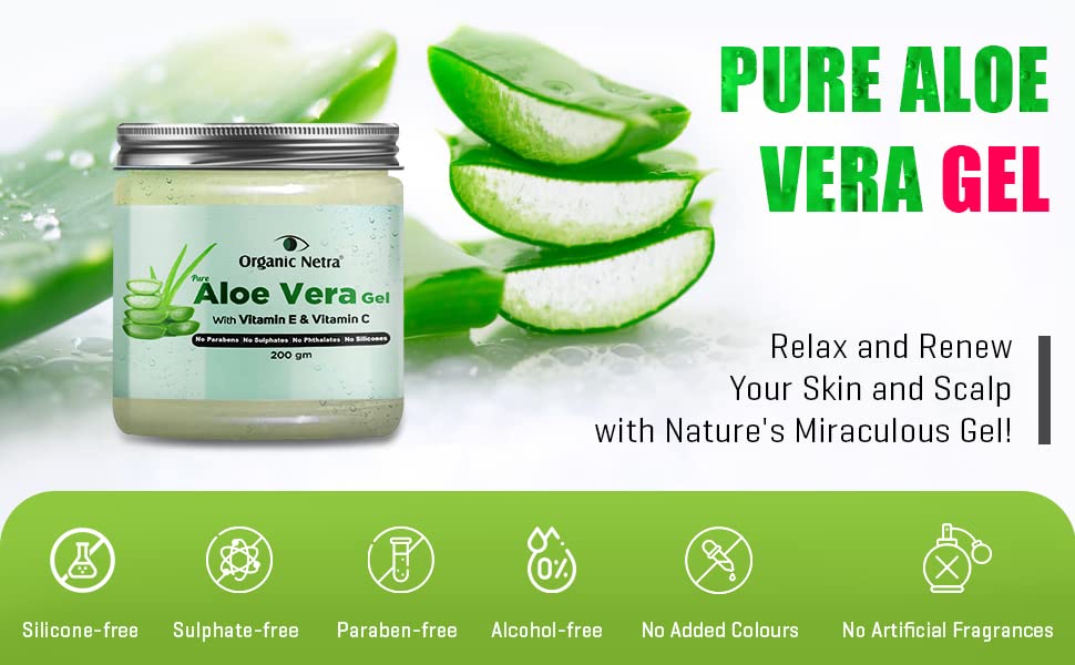Organic Netra Pure Aloe Vera Gel with Vitamin C & E for Skin, Face and Hair – view 5
