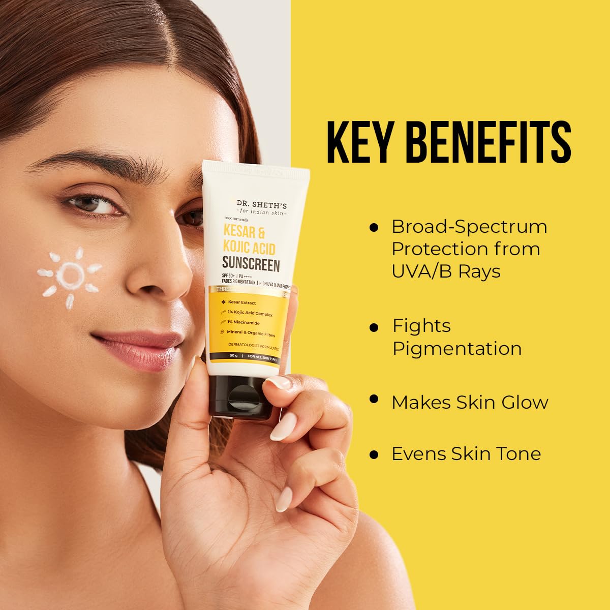 Dr. Sheth's Kesar & Kojic Acid Sunscreen with SPF 50 Pa++++ – view 3
