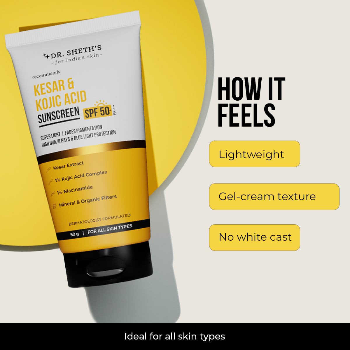 Dr. Sheth's Kesar & Kojic Acid Sunscreen with SPF 50 Pa++++ – view 4