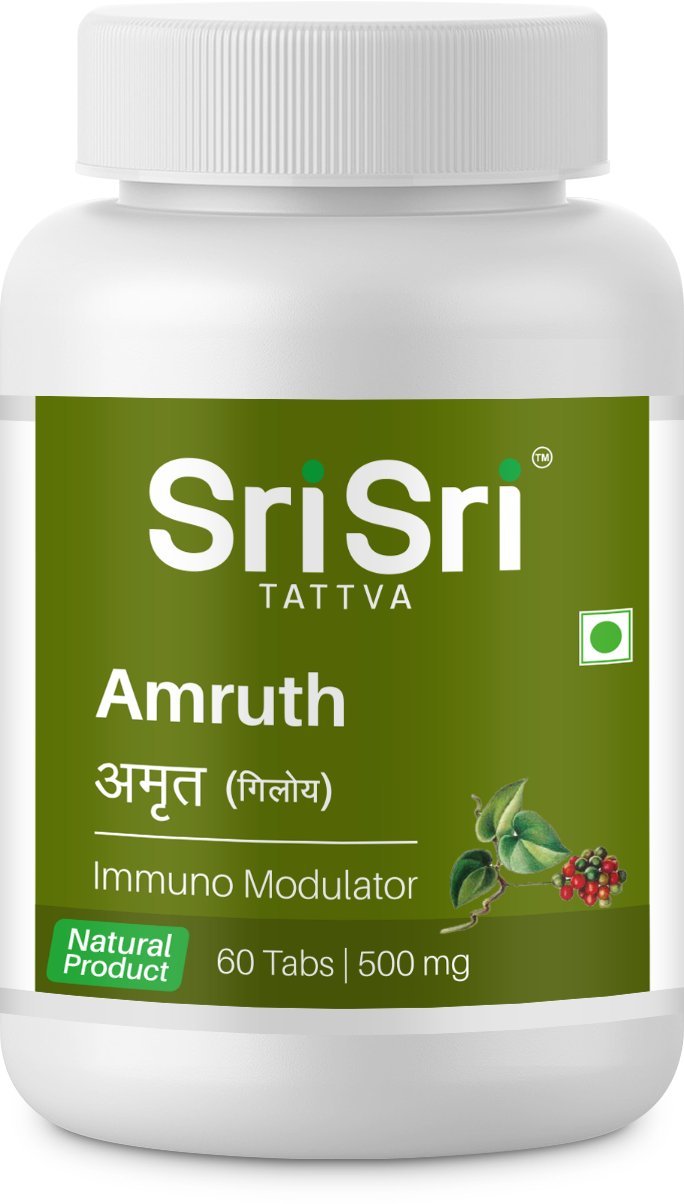 Front view of Sri Sri Tattva Amruth tablet bottle 60 count